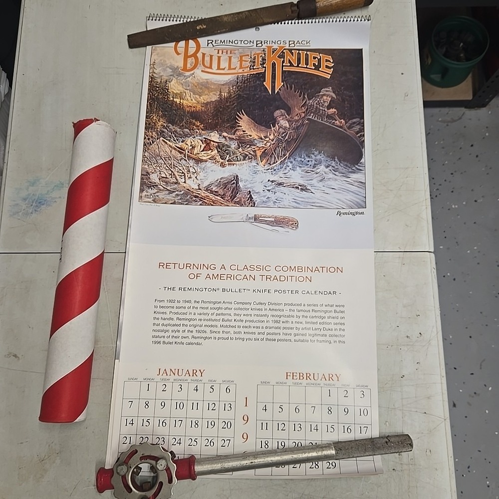 1996 Remington Bullet Knife Mini Trapper Calendar 30x20